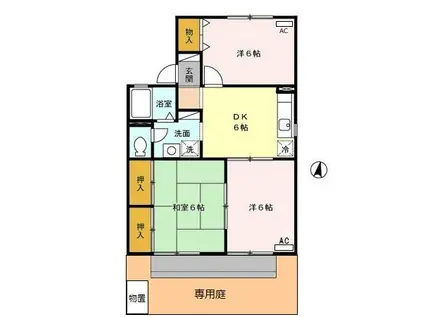 コーポ深町A(3DK/1階)の間取り写真