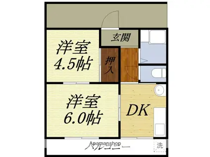 サンパークハイツI(2K/2階)の間取り写真