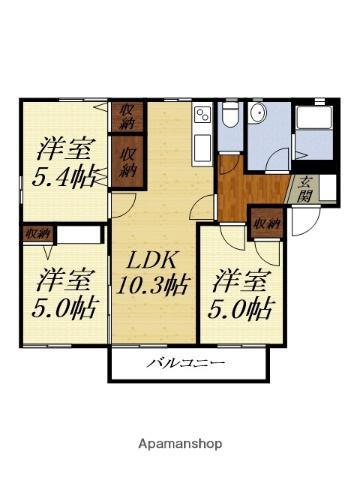 T・TOWNパレスA(3LDK/1階)の間取り写真