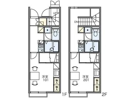 レオパレス柘榴(1K/1階)の間取り写真