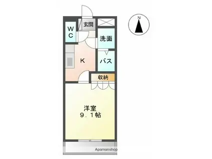 ヴァンベール(1K/2階)の間取り写真