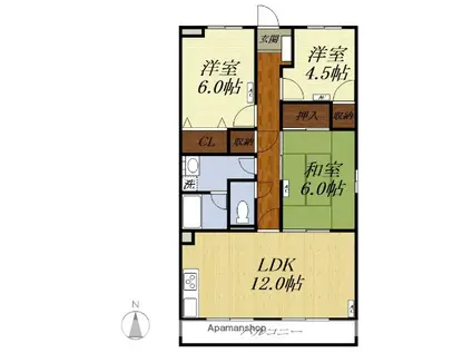 陽香マンション(3LDK/4階)の間取り写真