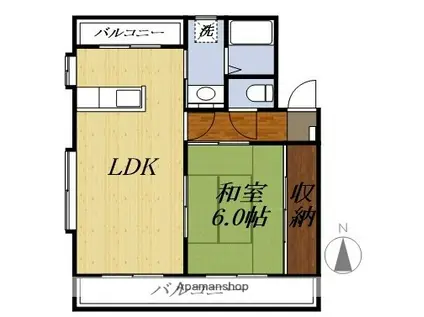 メゾンプレーリー(1LDK/2階)の間取り写真
