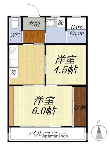 美松コーポA(2K/1階)の間取り写真