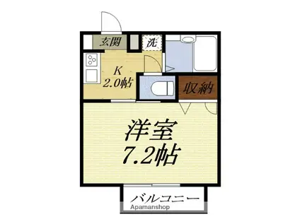 コーポはなみずきC(1K/1階)の間取り写真