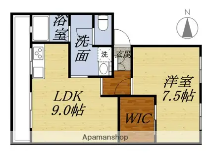 キブネハイツ(1LDK/1階)の間取り写真
