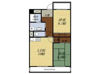 グローリー(2LDK/1階)の間取り写真