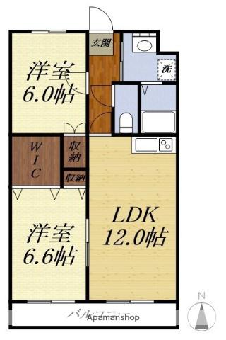 ブライトリー半田山(2LDK/1階)の間取り写真