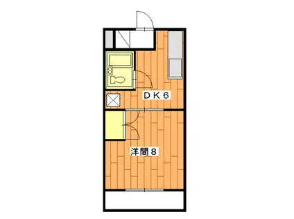 カトレアII(1DK/2階)の間取り写真
