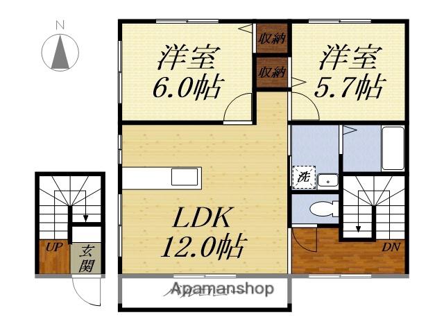 グランルーフメゾン(2LDK/2階)の間取り写真