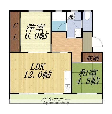 第1パークサイドマンション(2LDK/2階)の間取り写真