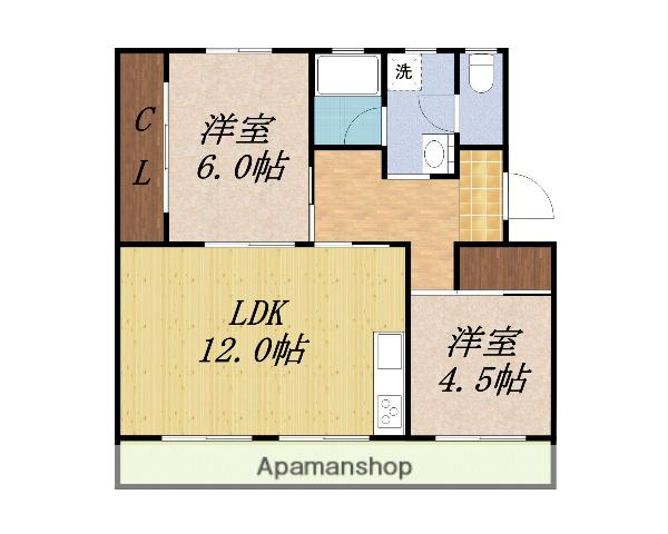 第2パークサイドマンション(2LDK/3階)の間取り写真
