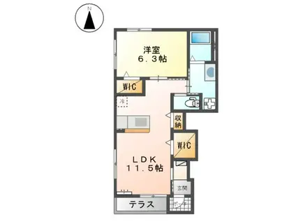 ハレクラニ(1LDK/1階)の間取り写真