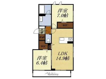 アプリーレ(2LDK/1階)の間取り写真