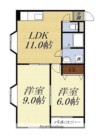 ドーソン(2LDK/1階)の間取り写真