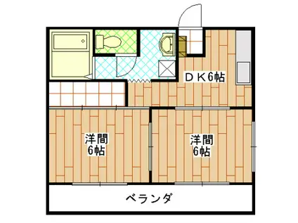 キャッスルモモI(2DK/2階)の間取り写真