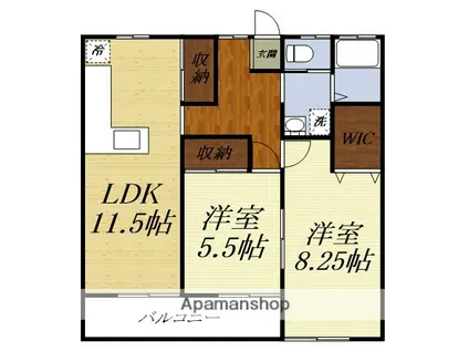 国府台ヒルズ(2LDK/1階)の間取り写真