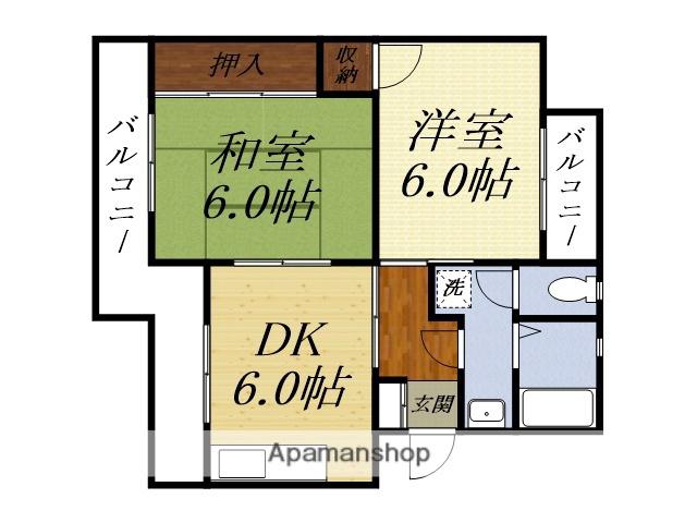 マンションKM-1(2DK/1階)の間取り写真
