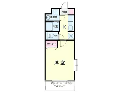 カウベルV(1K/1階)の間取り写真