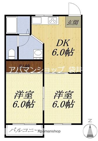 アーバンハイツI(2DK/1階)の間取り写真