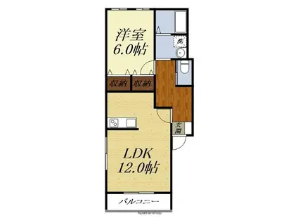パインウェルII(1LDK/2階)の間取り写真