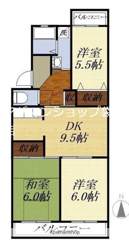 東海道本線 袋井駅 徒歩33分 3階建 築29年(3DK/3階)の間取り写真