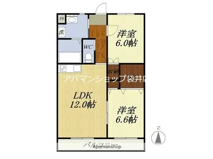 アスティオンIII(2LDK/1階)の間取り写真