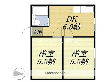 東海道本線 磐田駅 徒歩34分 2階建 築20年(2DK/1階)の間取り写真