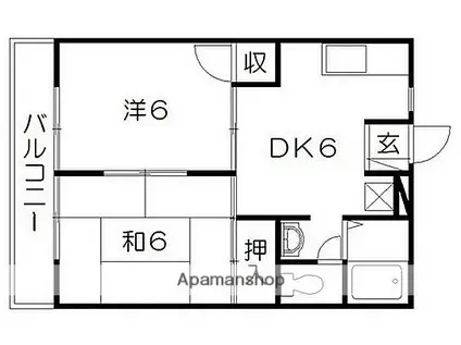 ディライトB(2DK/2階)の間取り写真