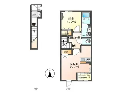 GRAND VILLA(1LDK/2階)の間取り写真