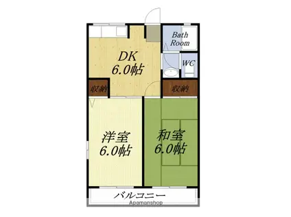 シェモア(2DK/2階)の間取り写真