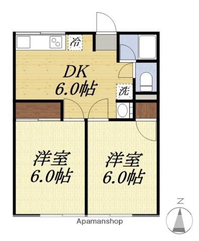 シティハイム・アピア(2DK/2階)の間取り写真
