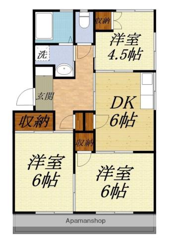 西ヶ崎グリーンハイツII(3DK/2階)の間取り写真