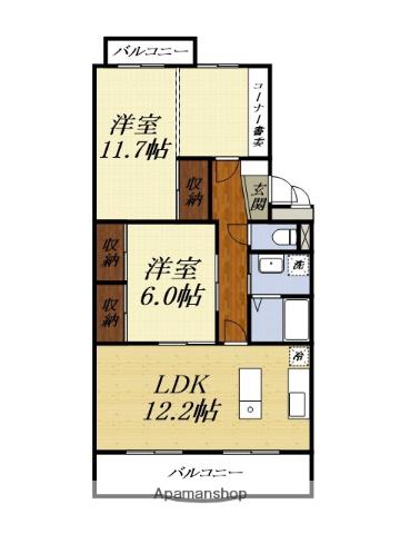コーポラス美鈴(2LDK/2階)の間取り写真