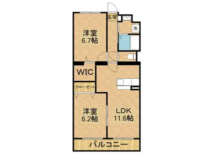 グレース高千穂(2LDK/1階)の間取り写真