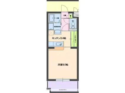 ジュリアーノⅠ(ワンルーム/2階)の間取り写真