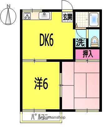 フォーブル平野(2DK/2階)の間取り写真