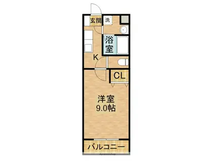 MYUⅡ(1K/4階)の間取り写真