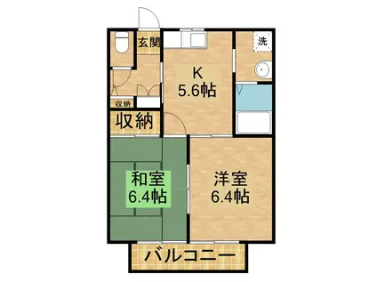 ベルコリーヌ(2K/2階)の間取り写真