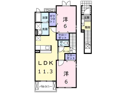 フィオーレ・U(2LDK/2階)の間取り写真