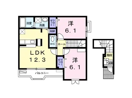 ボナールツー(2LDK/2階)の間取り写真