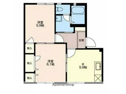 ブライトハウス(2K/1階)の間取り写真