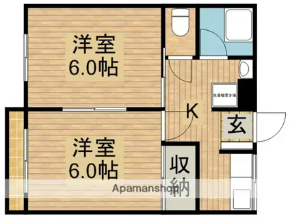 青葉ハイツⅡ(2K/2階)の間取り写真