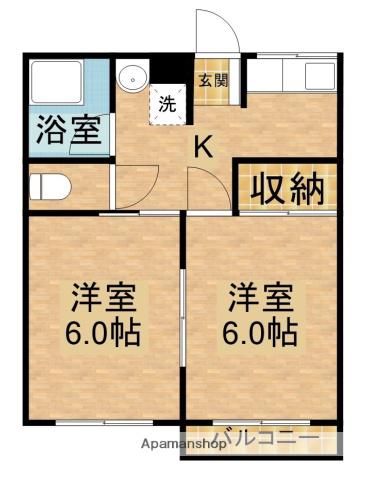 青葉ハイツⅡ(2K/2階)の間取り写真
