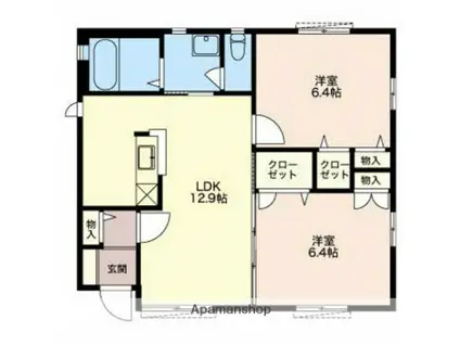 静岡県御前崎市 1階建 築22年(2LDK)の間取り写真