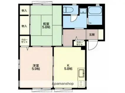 ひばりC(2K/1階)の間取り写真