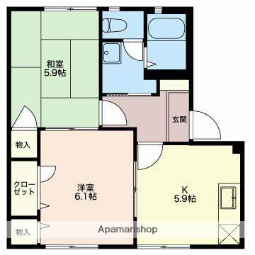 こすもすC(2K/1階)の間取り写真