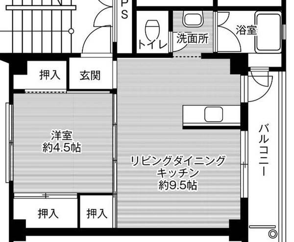 ビレッジハウス大東2 1号棟(1LDK/1階)の間取り写真
