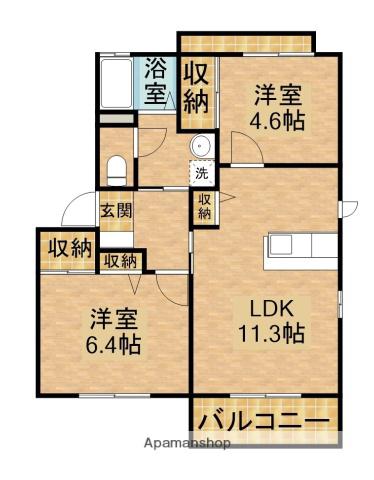 こもれびB(2LDK/2階)の間取り写真