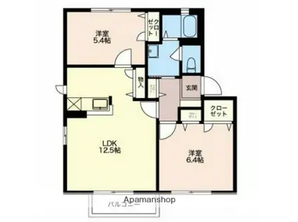 カテリーナ B棟(2LDK/2階)の間取り写真